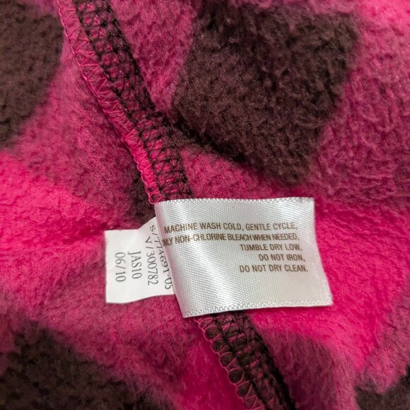 Old Navy Girls Vest Pink Brown Buffalo Plaid Fleece M (8) 2010 Zip Front - Picture 11 of 12